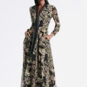 Banana Republic Black and Green Maxi Dress